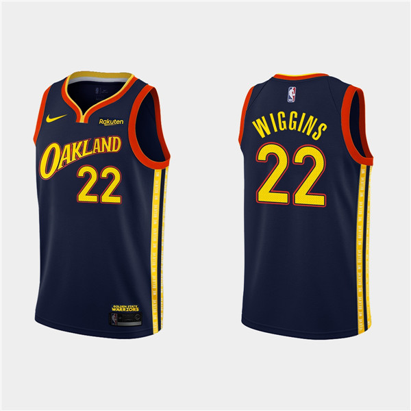 Men's Golden State Warriors #22 Andrew Wiggins Navy NBA 2020-21 City Edition Stitched Jersey